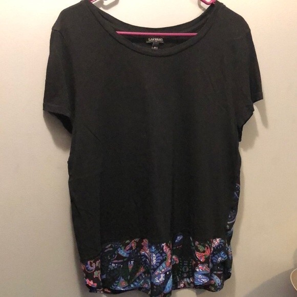 Express blouse size large black with floral paisley bottom - Picture 1 of 6